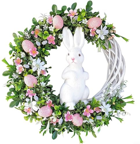 ReachMall Osterkranz Dekoration, Ostereierkranz Künstlicher Blumenkranz Haustür Dekoration (A), 43E007Z73F17810N07DA439VD