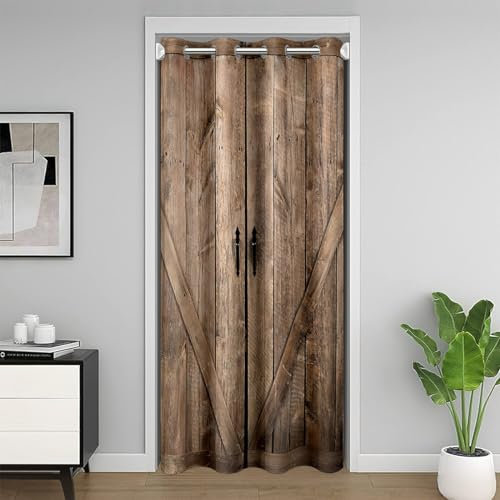 Feelyou Rustikaler Türvorhang für Erwachsene, aus Holz, für Tür, Privatsphäre, 86,4 x 203,2 cm, Bauernhaus, Dorf, ländlicher Schrank, Türabdeckung, Vorhang für Schlafzimmer, Wohnzimmer, Retro-Dekor,