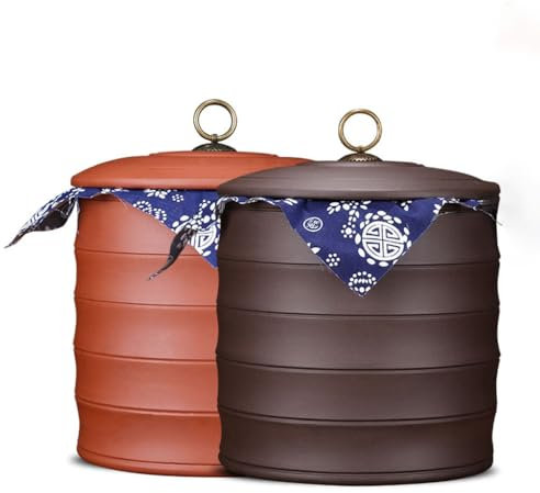 LUNIZ Caja de té Sellada Bote de té Grande de Arcilla púrpura, Juego de té de gres, Bote de té Pu'er, Caja de Dulces, Caja de Almacenamiento, Juego de 2 Piezas Tarro de té con Tapa