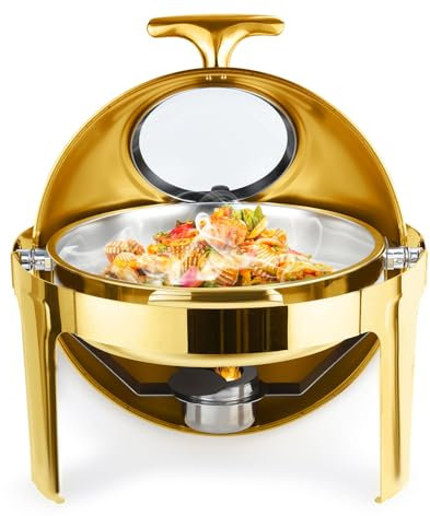 locwanot Chafing Dish Buffet Set, 9L Buffet Dish, Stainless Steel Roll Top Chafing Server Set, Food Warmer Chafing and Buffet Warmers with Visible Lid, for Catering, Parties and Weddings 1 Set