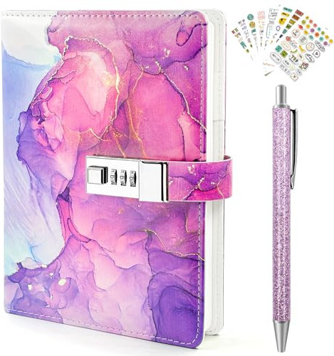 Seyaom Tagebuch mit Code für Mädchen und Erwachsene Frauen, Leder Notizbuch A5 mit Stift Gefühlstagebuch Passwort Tagebuch für Kinder Teenager, Geschenke für 10 11 12 13 jahre Mädchen