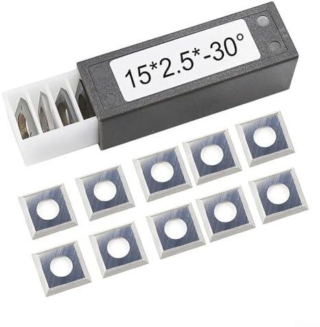 Lot de 10 burins de tournage en carbure de bois - 15 x 15 x 2,5 mm - 30° - Argenté