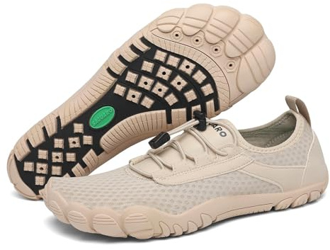 SAGUARO Unisex barfota badskor halkfria barfotaskor snabbtorkande vattenskor med dräneringshål storlek 36–48, New Khaki, 43 EU