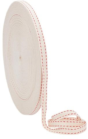 NBEADS 49 Yarda de Cinta de Algodón Cosida, Cinta de Grogrén A Rayas de 1cm Cinta de Sarga de Algodón con Rayas Rojas Dobles para Decoración del Hogar, Envoltura de Regalos, Manualidades