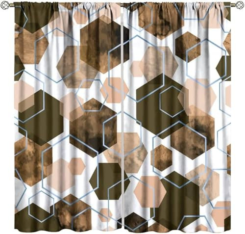 Vorhang Kinderzimmer Bunte Abstrakte Geometrie Kinder Vorhänge Mit Ösen Polyester Gardinen Thermovorhang Blickdicht Ösenschal Kindergardinen 140X160 cm (B + H) Für Wohnzimmer,2Er Set-634403946