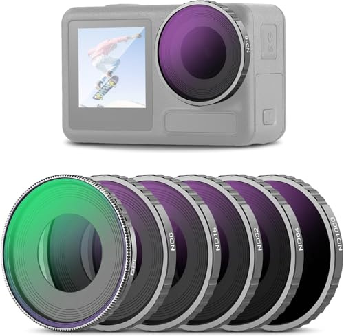 NEEWER CPL & ND Filter Set Kompatibel mit DJI Osmo Action 4/Action 5 Pro (6er Pack), Anschrauben CPL+ND8+ND16+ND32+ND64+ND1000 Filterset Actionkamera Zubehör,Mehrschichtiges optisches, FL-A13