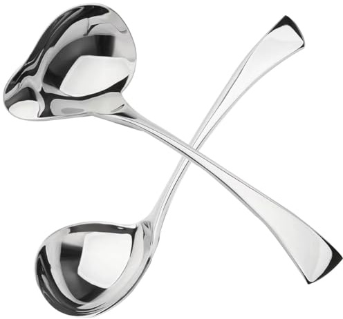 Kopinma Lot de 2 petites louches à sauce avec bec verseur, en acier inoxydable, passe au lave-vaisselle