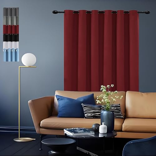 GOUSUN Curtains for Living Room 150 x 115 cm Cold Protection Curtain Door Curtain Thermal Insulated Crushed Velvet Curtains for Bedroom,1 Panels, Red