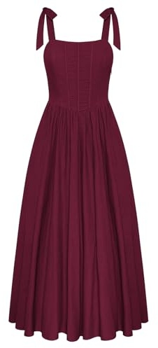 Scarlet Darkness kvinnor medeltida klänning lång ärmlös med snörning smock A-linje renässans korsett klänning, röd, S