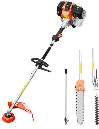 Baotree 52cc 6-in-1 Gas Powered Weed Eater with Hedge Trimmer & Pole Saw - Multi-Attachment Brush Cutter,2-Stroke Lightweight Trimming Machine for Yard Maintenance