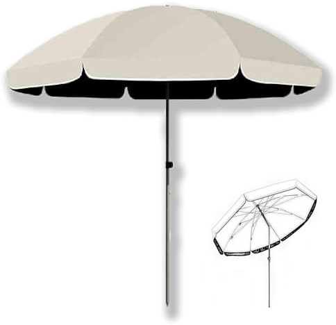 OPOLDBDMAC Sombrilla Jardin Exterior Sombrilla Playa 200Cm 240cm Reclinable Sombrilla Parasol Proteccion UV50+ Impermeable para Terraza Piscina Mercado Camping(Beige,2m/6.5ft)