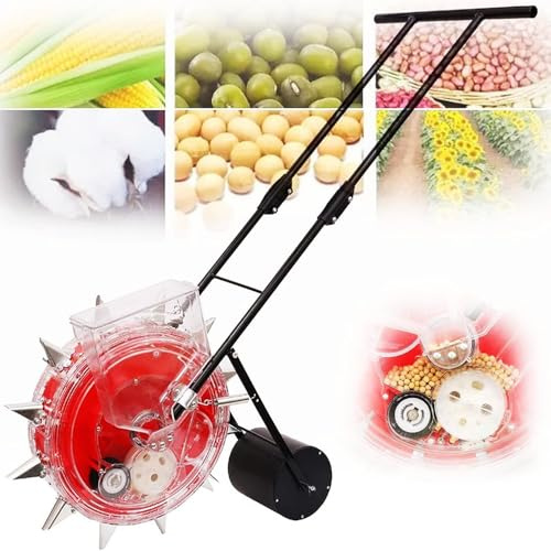 Asiwnshw Manual Seeder & Fertilizer Applicator, Seed Sower Garden Push Seeder Planter, Portable Hand Push Seeder for Planting Corn Cotton Soybean Peanut(9 Mouths)