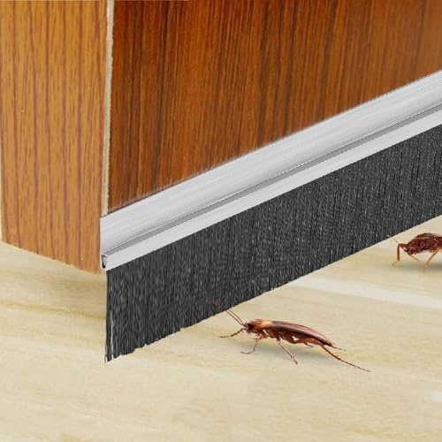 Generisch 1.5M Selbstklebende Alu-Bürstendichtung 50mm - Türbesen mit Insektenschutz für Garage & Haustüren - Schallschutz & Zugluftstopper aus Aluminium