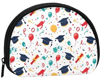 Graduation Cap Balloon Print Coin Purse - Mini Coin Purses for Women, Cute Small Change Purse Coins Pouch