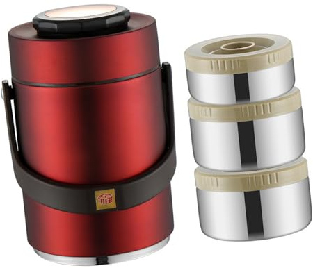 uikios Lonchera térmica apilable de acero inoxidable con 3 compartimentos, a prueba de fugas, contenedor Bentos para oficina, viajes, picnics