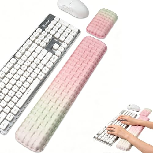 Ergonomisches Handgelenkauflage Set für Tastatur und Maus, Weiche Schaumstoff Handgelenkstütze, Mauspad mit Handgelenkauflage, Rutschfeste Unterseite für Büro, Home Office, Computer und Laptop