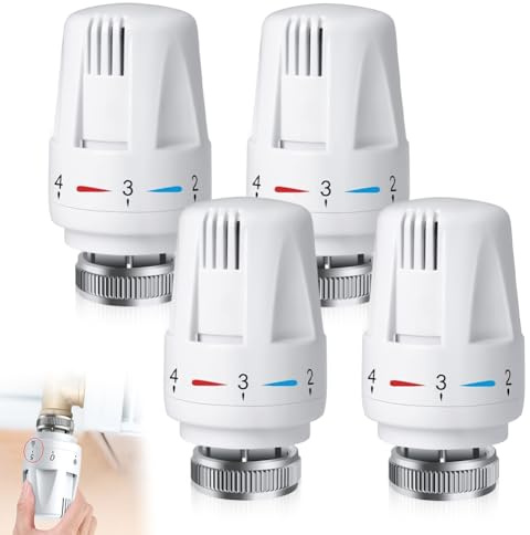 4 Stück Thermostatkopf, Thermostat Heizung Für Thread M30 x 1.5 Mit Frostschutzstellung, Heizkörper Ersatzkopf, Heizungsthermostat Für Büro Zuhause