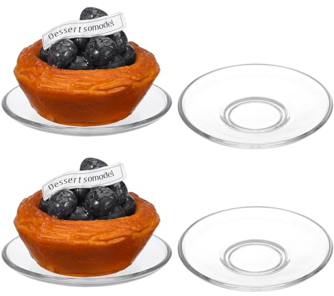 IMIKEYA 4 Piattini in vetro trasparente per tè piatti rotondi decorativi per snack e caffè, resistenti e facili da pulire, design semplice e pratico per l'uso