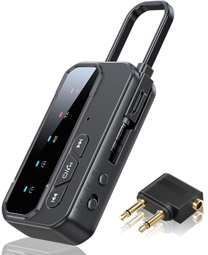 Adaptador Bluetooth 5.4, 2 en 1, transmisor y receptor Bluetooth, 3,5 mm AUX, soporta dos dispositivos, transmisor para avión, TV, auriculares, coche, gimnasio, sistema de audio