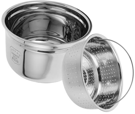 Uonlytech Cuve Intérieure Inox Cuiseur Riz avec Panier Vapeur Séparation Riz et Soupe Cuisson Saine Facile à Nettoyer Compatible Autocuiseur Électrique