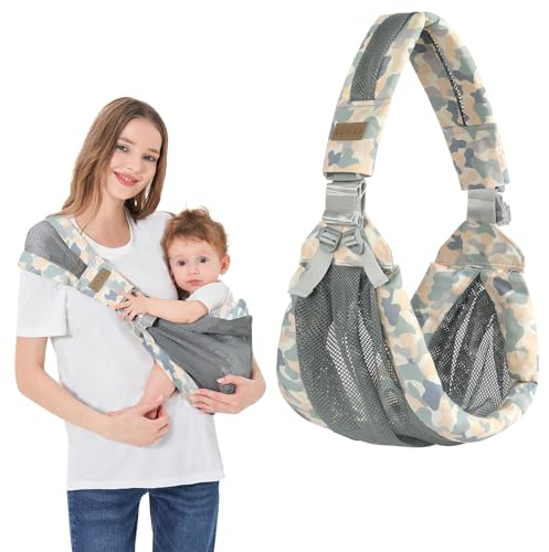 AUYAO Marsupio Neonato, Multifunzionale Fascia Porta Bebe, Marsupio Laterale per Neonati Fino a 20KG, per 3-36 Mesi, Portabebè Bambino Ergonomico, Traspirante e Regolabile