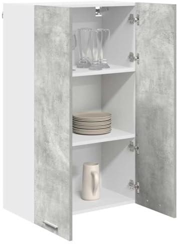 vidaXL Hängeschrank mit Tür Beton Grau 60 x 31 x 100 cm Holzwerkstoff, Moderne Küchenschränke, rechteckig, viel Stauraum, langlebige Materialien, Coole Lösungen für Deine Wohnung