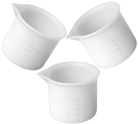 OSALADI Juego de 3 Vasos Medidores de Silicona de 50 Ml con Escala Clara Resistentes al Calor y Reutilizables Ideales para Manualidades Resina Epoxi Repostería y Laboratorio