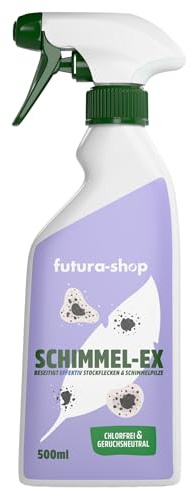 Schimmelentferner Spray 500 ml - Chlorfreies Schimmelspray gegen Schimmelpilze, Bakterien & Stockflecken - Anti-Schimmel-Spray ohne Chlor für Bad, Wände, Tapeten & mehr