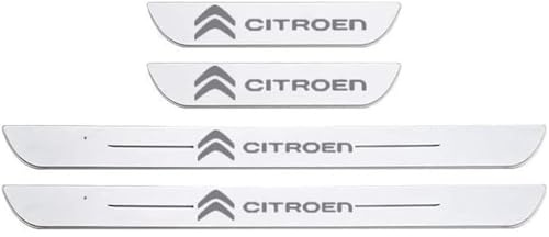 CHANGKAIFA 4 Pièces Garnitures de Seuil Portière Voiture en Acier Inoxydable pour Citroen C4 2021-2025, Protection Seuil de Porte Anti Rayures Kick Plates