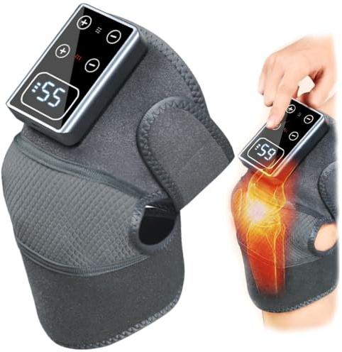 Cordless Heated Knee Massager with Vibration & Red Light Heat, 5 Heat & 3 Massage Modes, Quick-Heating, 5000mAh Battery – Comfort Fit for Knee, Shoulder & Elbow, Eases Stiffness & Muscle Discomfort