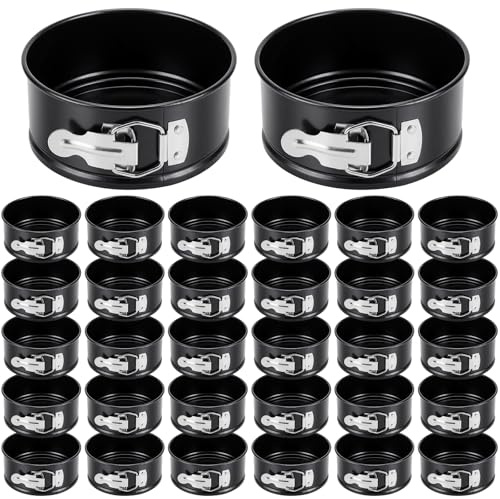 Mini molde desmontable de 4 pulgadas, paquete de 8 moldes antiadherentes a prueba de fugas con parte inferior extraíble para tartas de queso y pizza