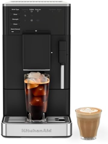 KitchenAid KF2 Kaffeevollautomat 5KES8452 mit Iced Coffee-Funktion, IntelliGrind-Mahlwerk, Panarello-Dampfdüse, LED-Display, 15-18 Bar, Matt Schwarz | Iced Coffee-Funktion, IntelliGrind-Mahlwerk, Panarello-Dampfdüse, LED-Display, 15-18 Bar