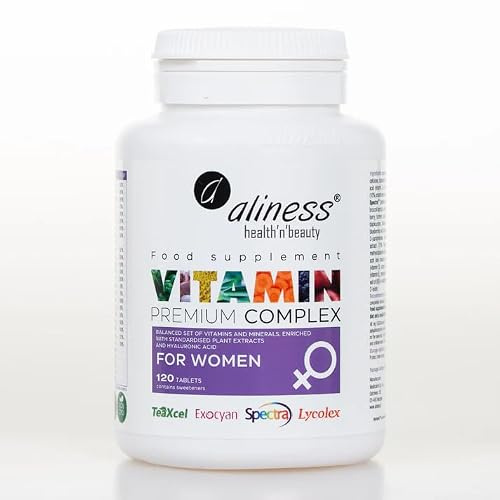Aliness Vitamin Complex for Women, 120 Tablets, with Magnesium, Calcium & Zinc, Vegan, Gluten-Free