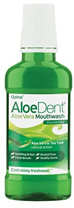 Optima AloeDent, Aloe Vera Mouthwash Fluoride Free, Natural Action, Vegan, Cruelty Free, SLS Free, Alcohol Free, Healthy Gums, 250 ml