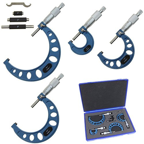 Anytime Tools Premium Outside Micrometer Set 0-4/0.0001 Precision Machinist Tool w/Carbide Tips
