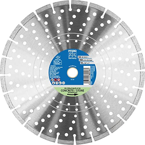 PFERD TOOLS Diamant-Trennscheibe SG | 350 x 2,8 x 25,4 mm inkl. Reduzierring 22,23 mm | 68000048 – Segmentierter Rand für schnelles Trennen von Steinmaterial