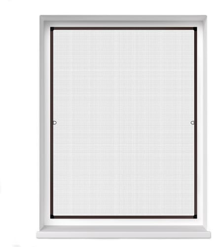 jarolift Fliegengitter Fenster Profi Line, Insektenschutz Fliegenschutzgitter Spannrahmen, Kürzbar, Alurahmen, 120 cm x 150 cm (B x H), Rahmenfarbe Braun