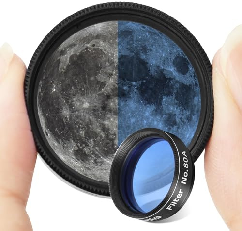 Astromania Telescope Filter, 1.25 Inches Planetary Filter for Astronomy Telescope Eyepiece, Color Filter for Enhancing Contrast in Lunar Planetary Observation - #80A Blue