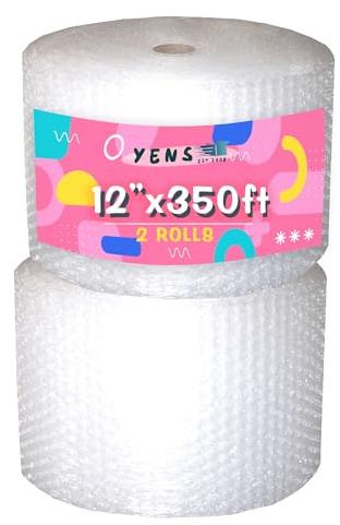 Yens Bubble Cushioning Rolls Packing Materials, 3/16 Air Bubble, 700 FT, 12 Inch Width Perforated Every 12, Clear