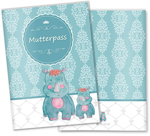 OLGS Mutterpass Hülle Petrol Vintage Nashorn, Stilvolle Kunststoff Schutzhülle