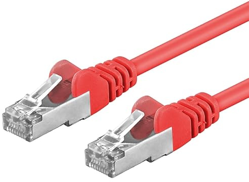 PremiumCord Câble Patch, CAT6a, 10Gbit/s, S/FTP, PIMF, Ethernet, LAN, Rapide, Flexible et Durable, RJ45, AWG 26/7, Câble en Cuivre 100% CU, Rouge, 2m