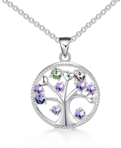 Philip Jones Silver Plated Chakra Tree of Life Necklace Created with Zircondia® Crystals