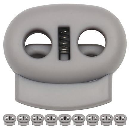 Cierre de Cordón 2 Orificio, 22 x 20 mm, Orificio de 5 x 5 mm, Ideal para Cierres de 4 mm, Paquete de 10, Cierre de Goma, Cordones de Liberación Rápida, Corredera de Cordon, Tope para Chaqueta