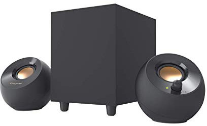 Creative Pebble Plus 2.1 USB-Powered Desktop Speakers with Down-Firing Subwoofer and Far-Field Drivers, Up to 8W RMS Total Power for PCs and Laptops (Black) (Renewed)