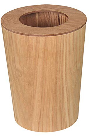 ZNKZJ Papelera Japonesa de Madera con Tapa,Papelera Redonda con Cubo de Basura de plástico Interior, para Sala de Estar en casa, Dormitorio, Oficina,A
