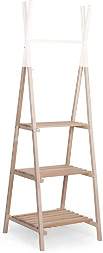 Childhome; Penderie; Porte Vêtement; Armoire Rangements pour Chambre Enfant; Forme Tipi; Bois de Hêtre; Robuste; 197 x 60 cm; Couleur Bois Naturel;Blanc