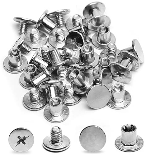 Yinpecly 10Pcs M5 x 6mm Phillips Binding Screw Post Belt Buckle Binding Bolts Carbon Steel Cross Head Chicago Screws Leather Fastener for Photo Albums Scrapbook Silver Tone