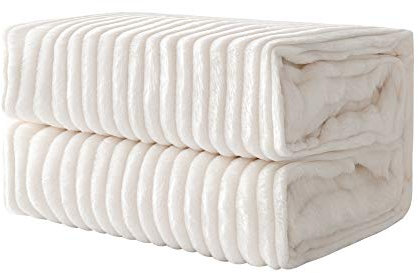 MIULEE Kuscheldecke Fleecedecke Flanell Decke Einfarbig Wohndecken Couchdecke Flauschig Überwurf Mikrofaser Tagesdecke Sofadecke Blanket Für Bett Sofa Schlafzimmer Büro 85x95Inch 220x240cm Weiß