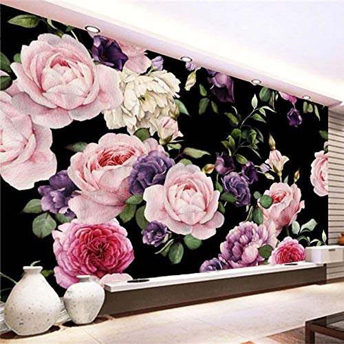 Papier Peint 3D Papier Peint Photo 3D Peint À La Main Fleurs Roses Peintures Murales Salon Tv Canapé Maison De Mariage Fond Papier Peint Pour Murs 3 D Fresque-430 * 300Cm