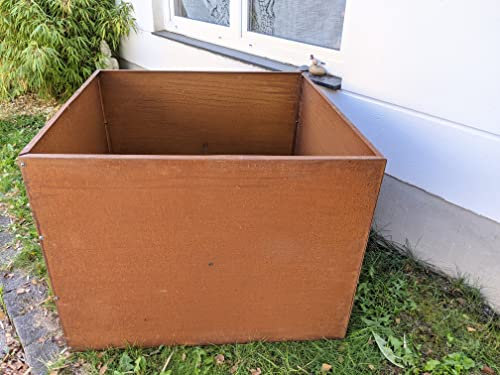 Edelrost Übertopf Garten Hochbeet Groß echt Stahl 1.5mm Naturgerostet Garten Blumentopf Rost Garteninspiration L100cm B100cm H75cm 36,9kg